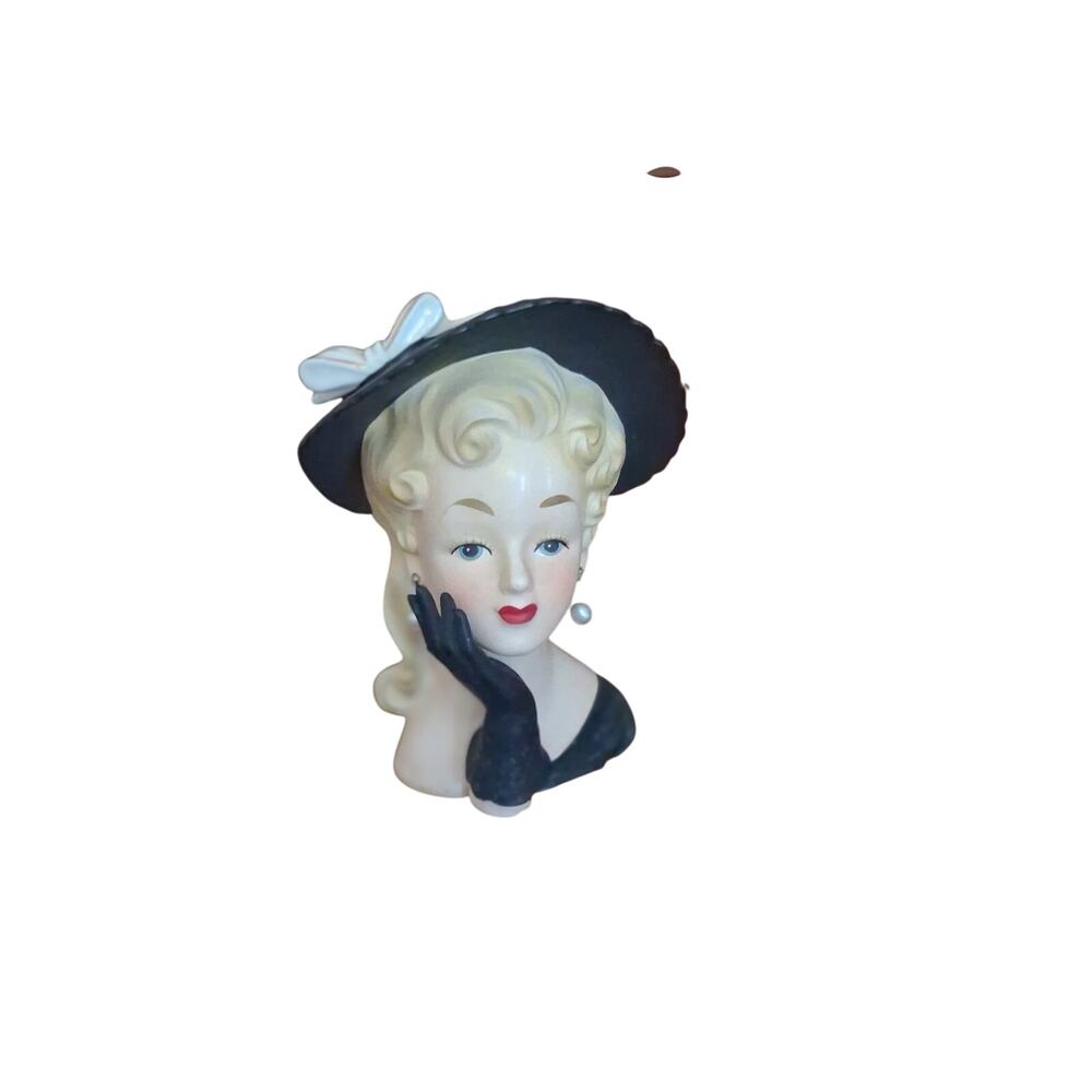 Relpo lady head vase vintage pearl earrings gloves K1406